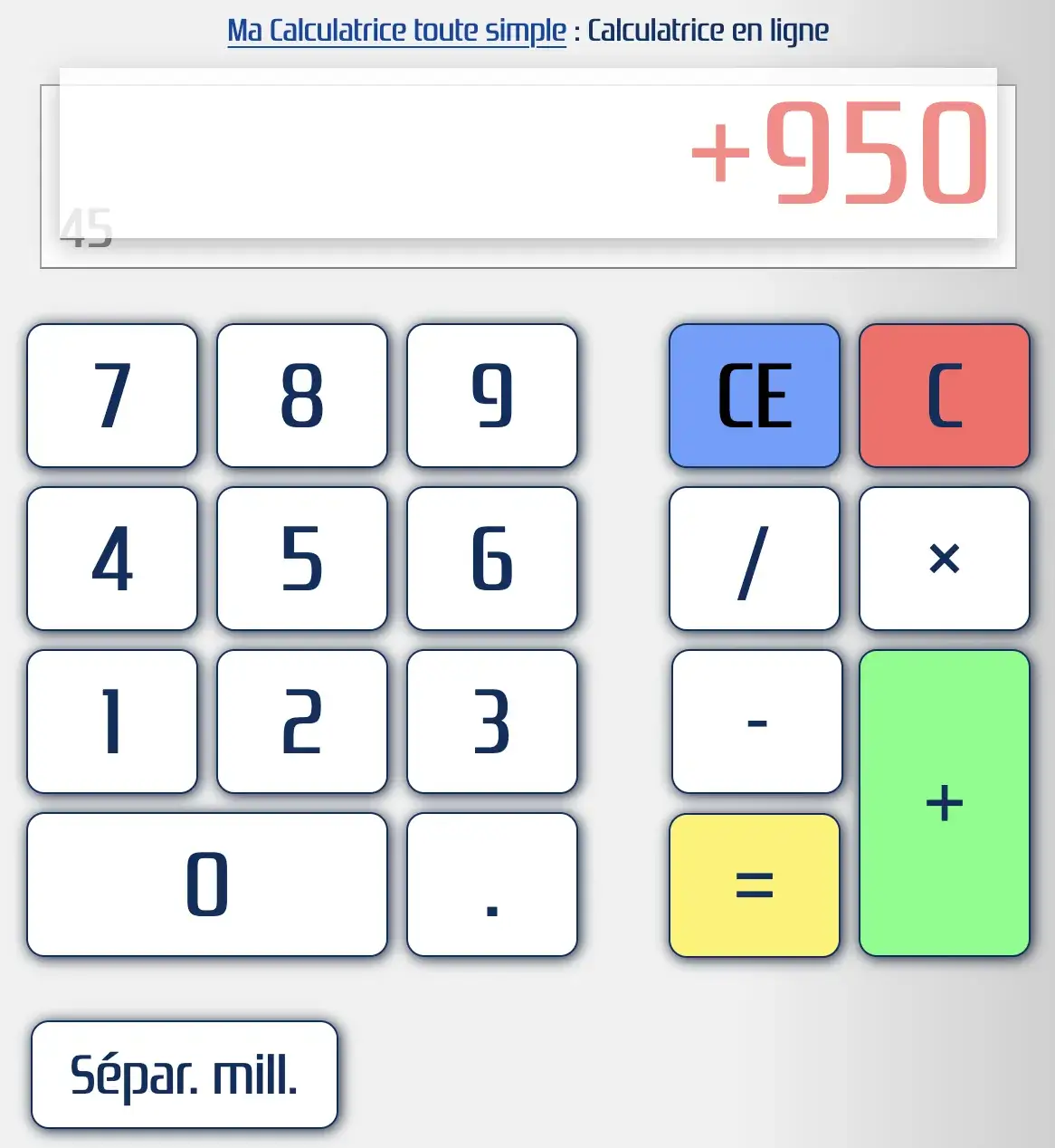 Calculatrice ou calculette en ligne et gratuite