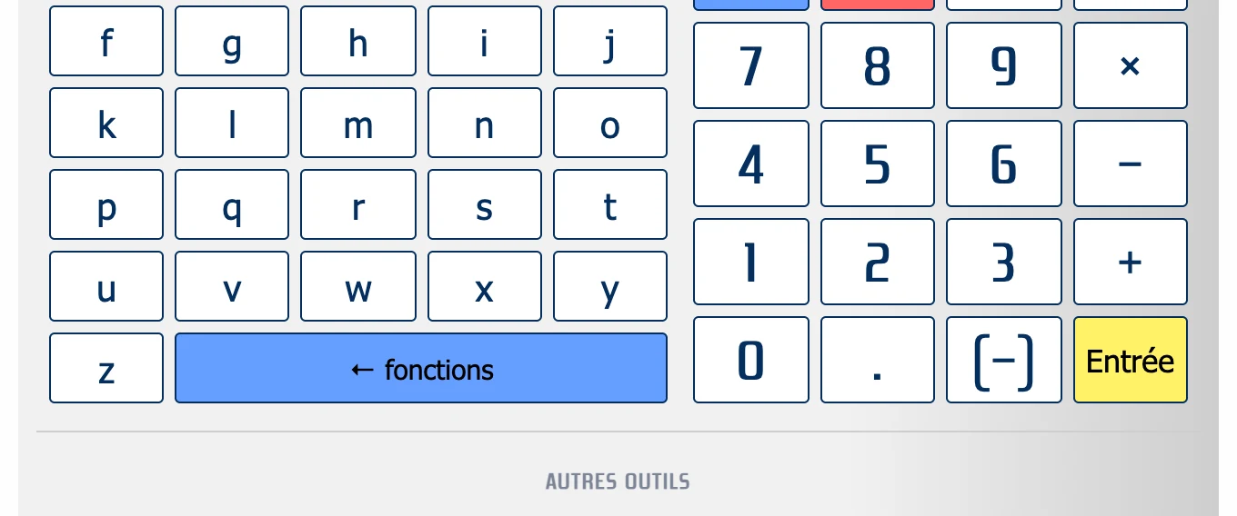 Clavier des lettres de la calculatrice scientifique, pour nommer une variable sans clavier d’ordinateur