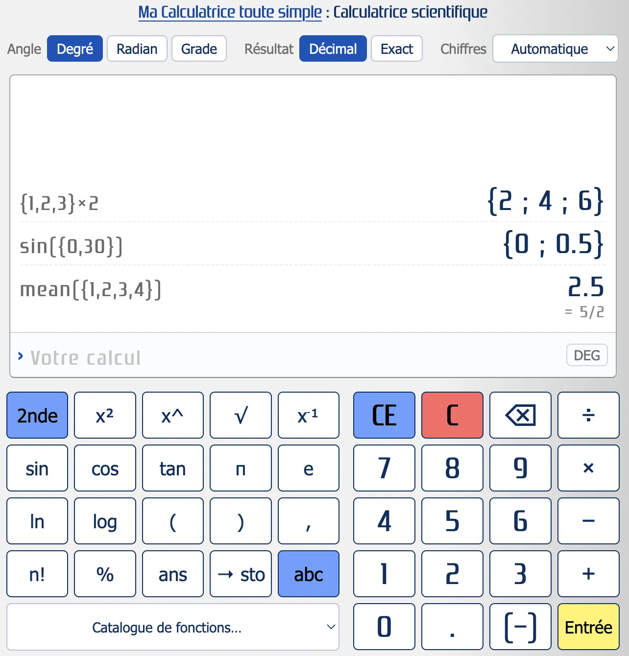 Les listes et les statistiques dans une calculatrice scientifique en ligne