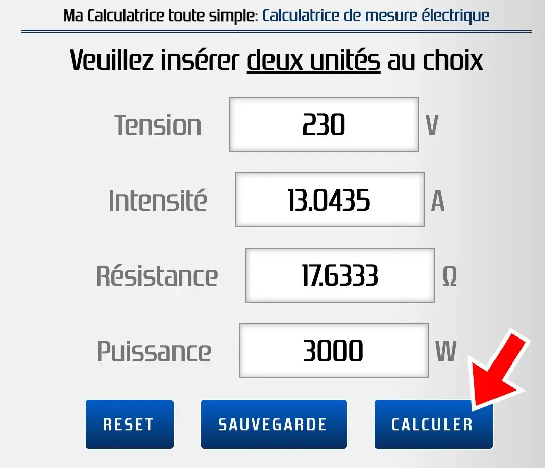 Calculer l'intensité d'un courant avec la tension et la puissance