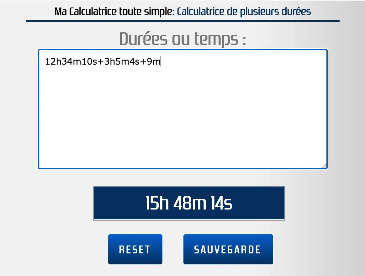 Calculer plusieurs durées