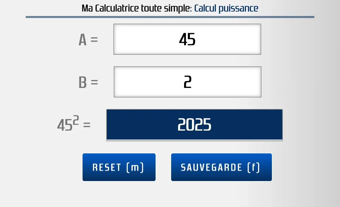 Calculer la puissance de 2 de 45