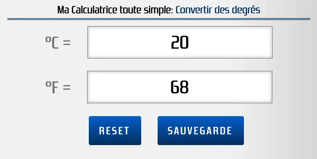 Convertir 20 degrés Celsius en Fahrenheit