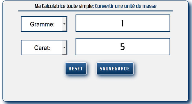 Convertir très rapidement des unités de masses comme le gramme et le carat