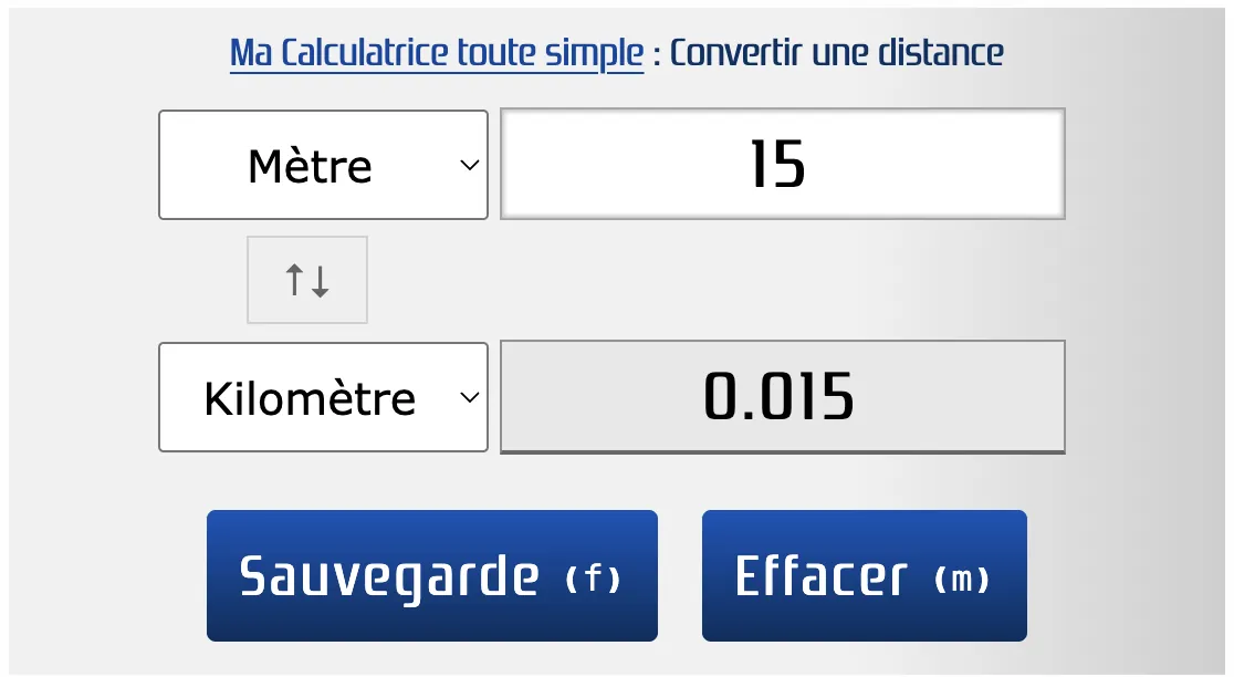 Convertir 15 mètres en kilomètres