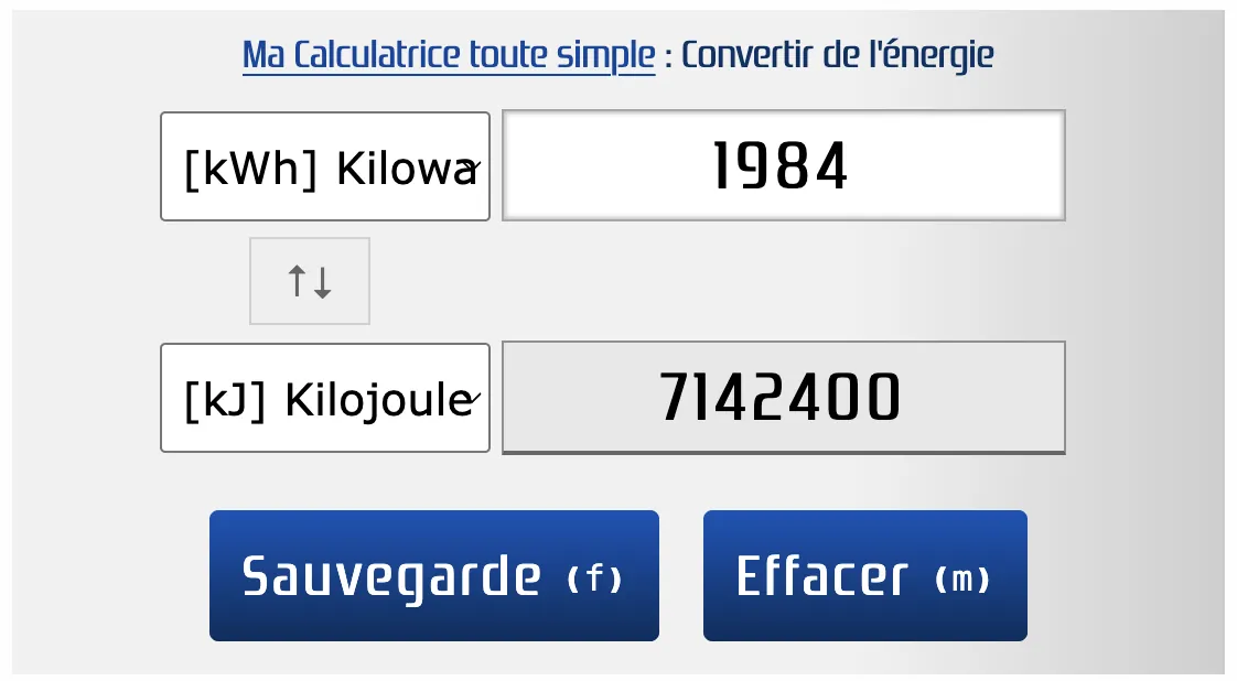 Convertir les unités d'énergie