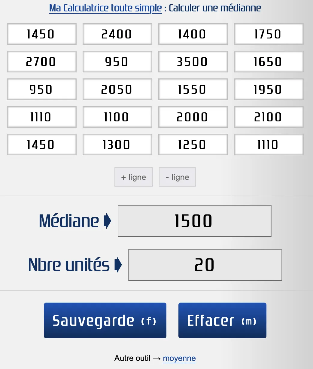 Calculer la médiane de plusieurs salaires