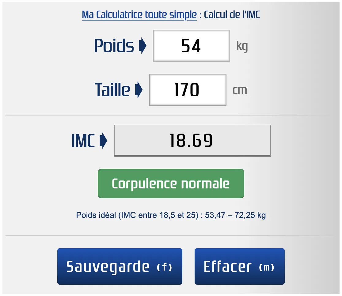 IMC pour une corpulence normal
