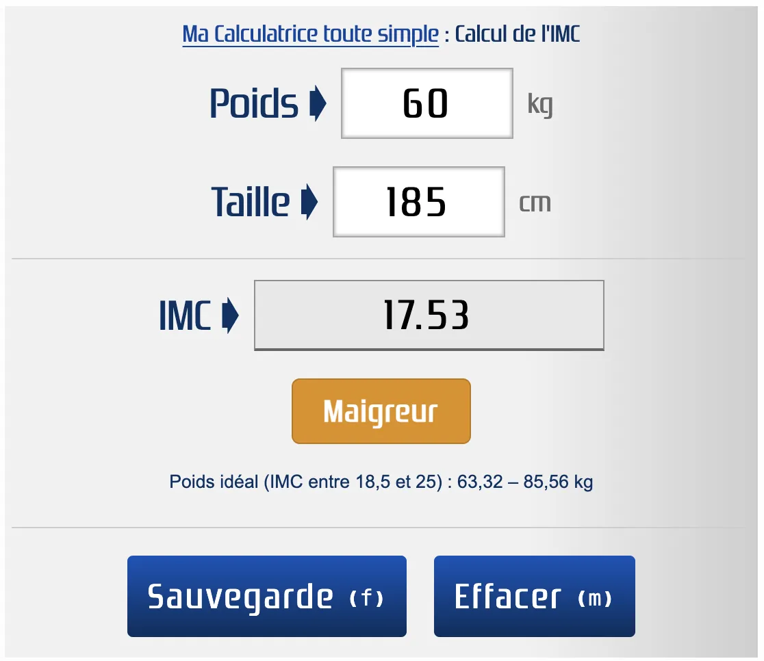 IMC pour une personne mince