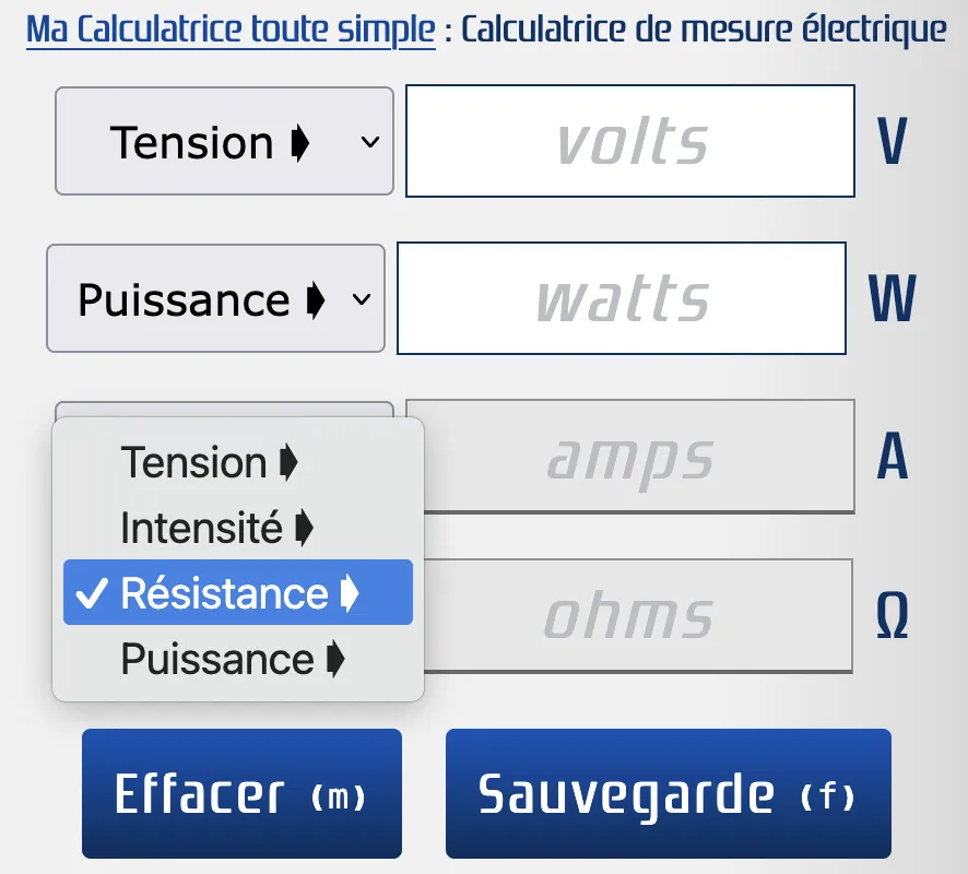 Modifier les unités électrique dans les champs calculés