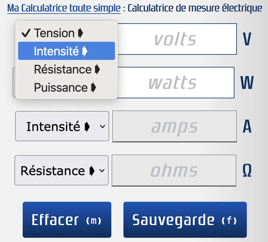 Modifier les unités électrique dans les champs éditables