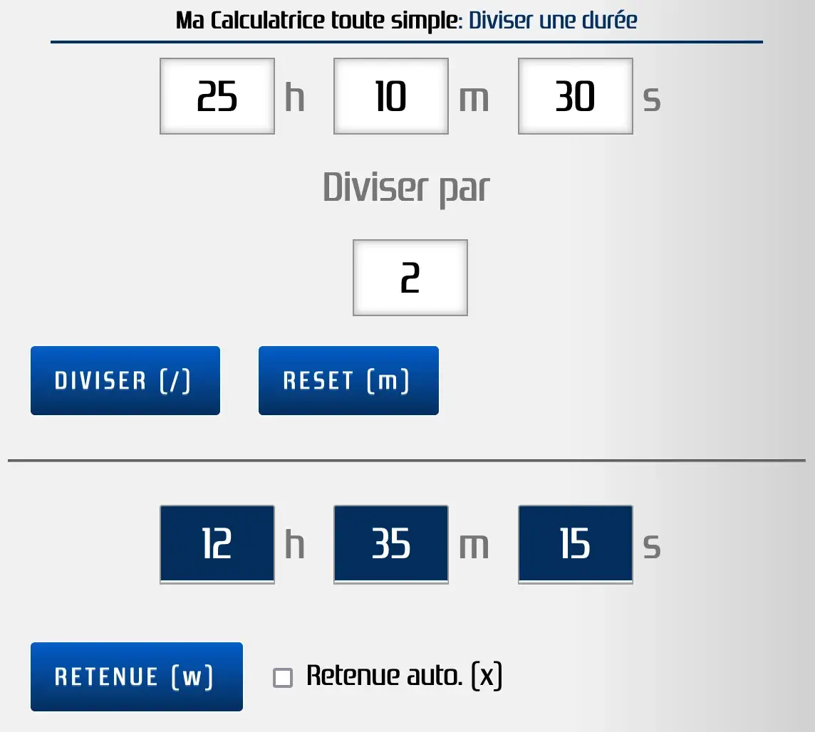 Diviser une durée ou un temps