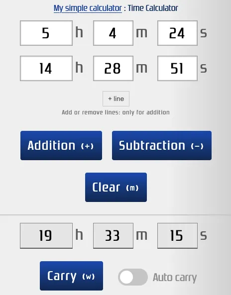 Easily calculate time and duration online