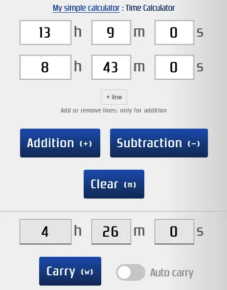 Calculate working hours easily