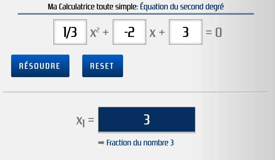 Un résultat pour une équation du second degré