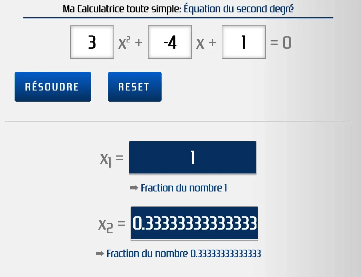 Deux résultats pour une équation du second degré