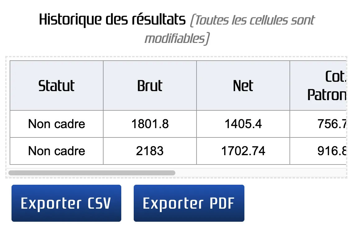Calculer et sauvegarder plusieurs salaires net