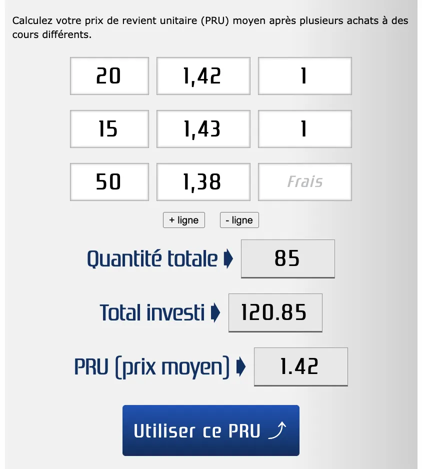 PRU ou achats multiples
