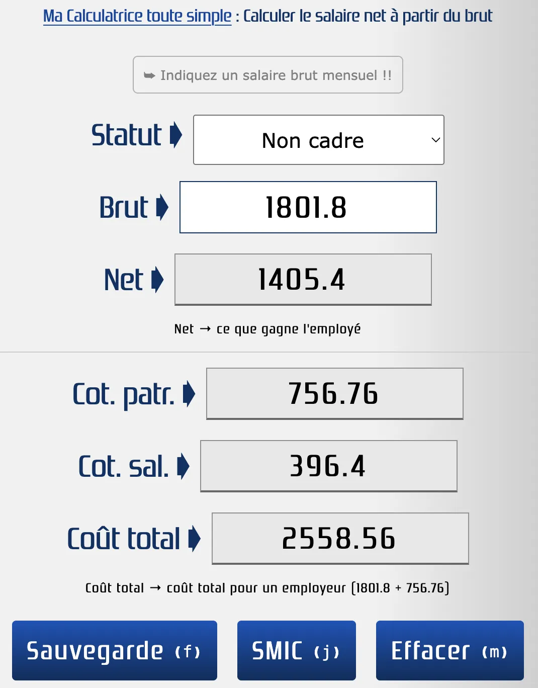Calculer le SMIC net à partir du SMIC brut
