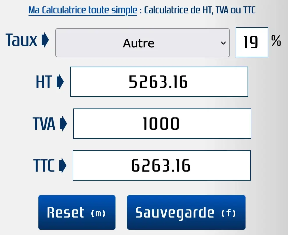 Choisir un autre de taux de TVA