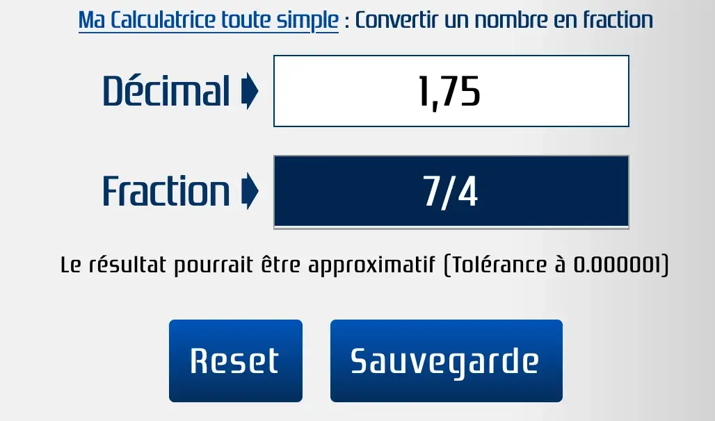 Convertir 1,75 en fraction = 7/4