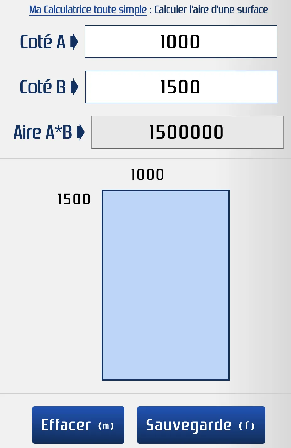 Calculer l'aire d'un terrain de 150000 m²