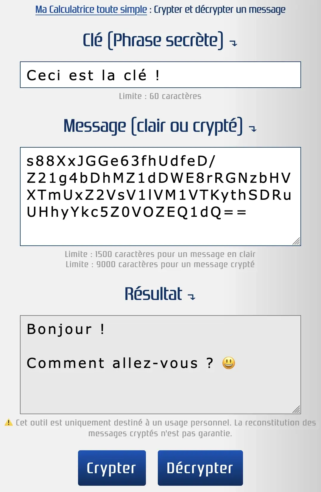 Décrypter un message grâce à une clé