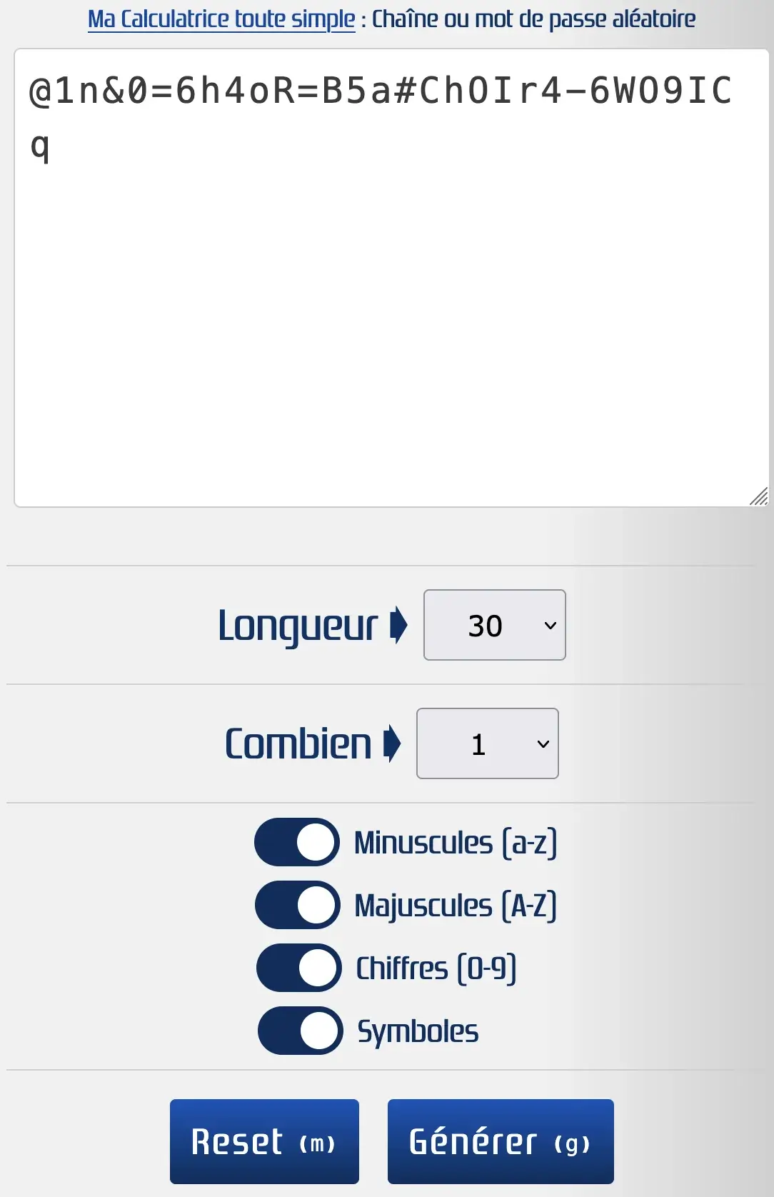 Générer un mot de passe