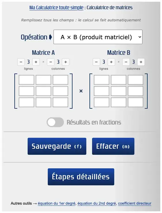 Calculatrice de matrices