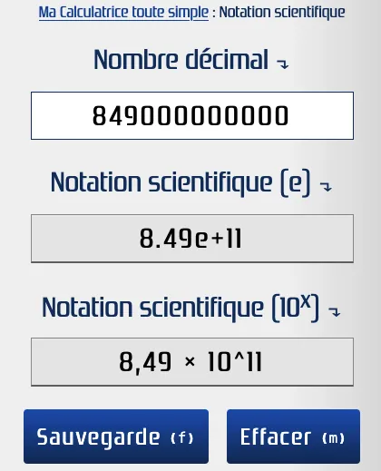 Convertir un grand nombre en notation scientifique