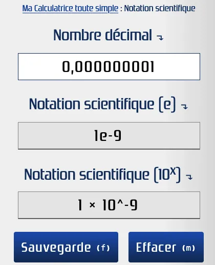Convertir un petit nombre en notation scientifique