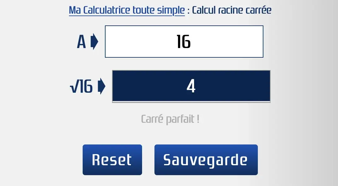 Calculer la racine carrée de 16