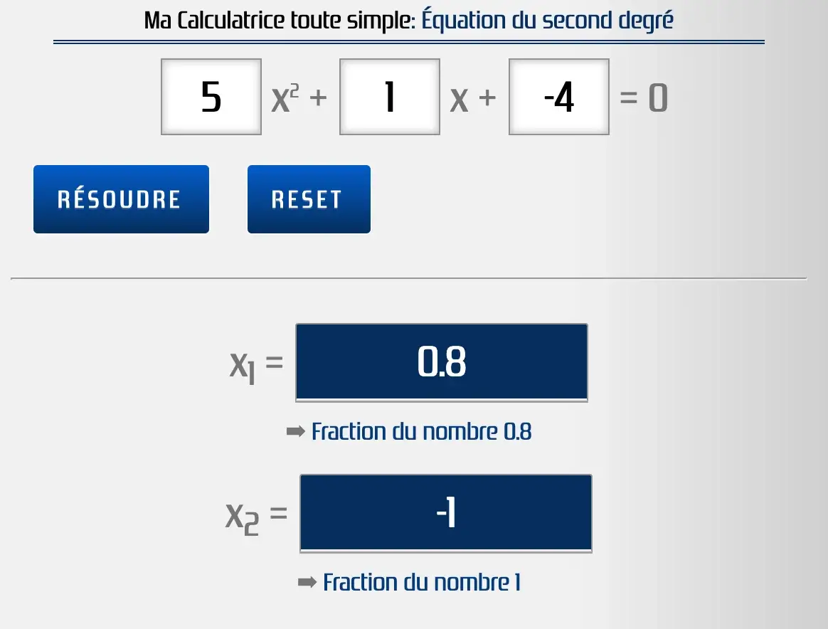 Résoudre une équation du second degré