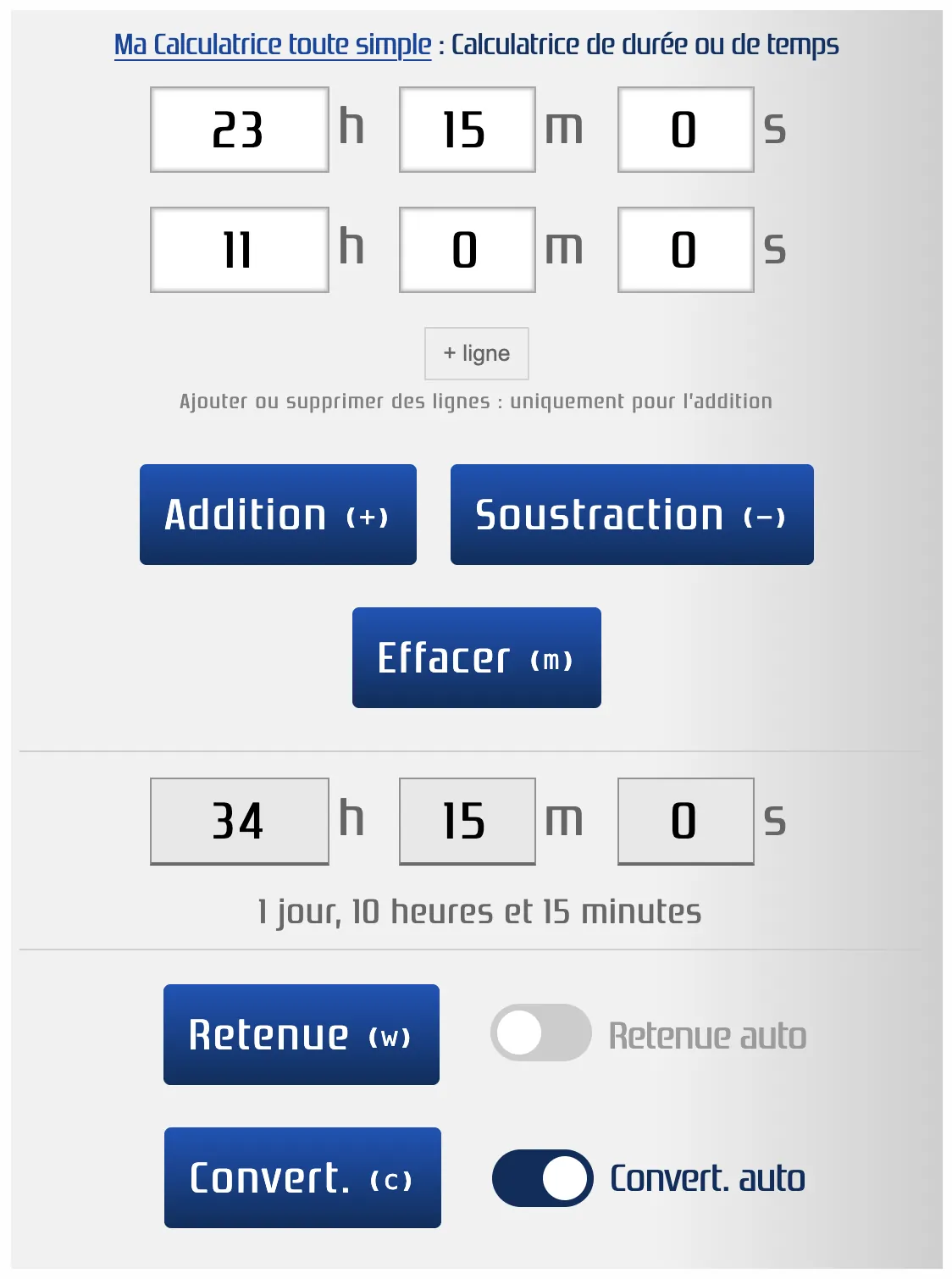 Convertir le resultat du calcul de durée en jours, heures, minutes et secondes automatiquement