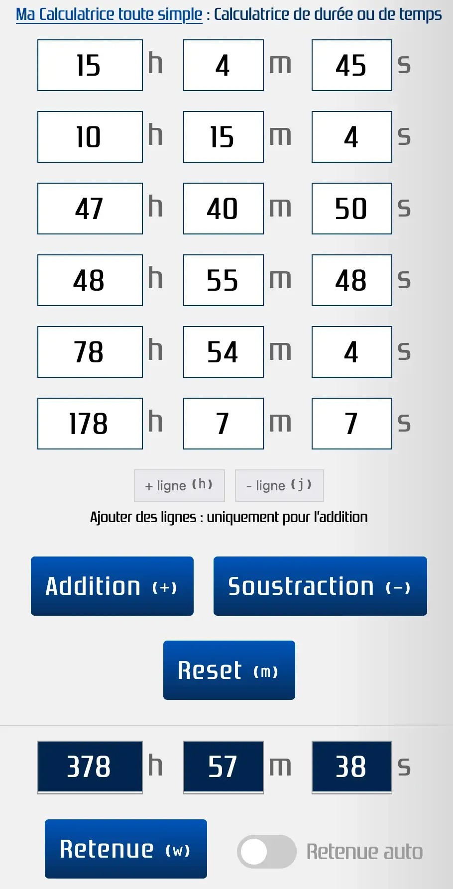 Additionner plusieurs lignes de temps