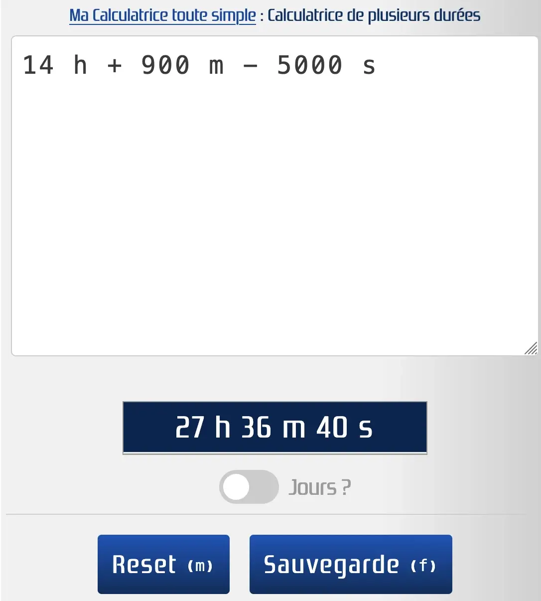 Additionnier et soustraire plusieurs durées