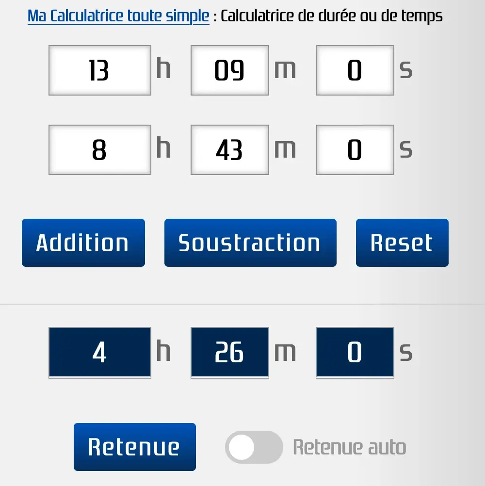 Calculer le temps de travail