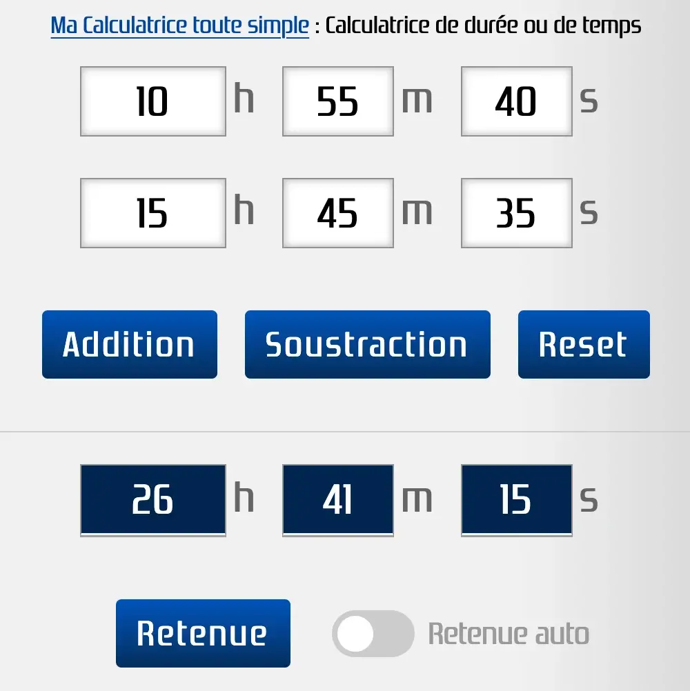 Calculer le temps ou la durée