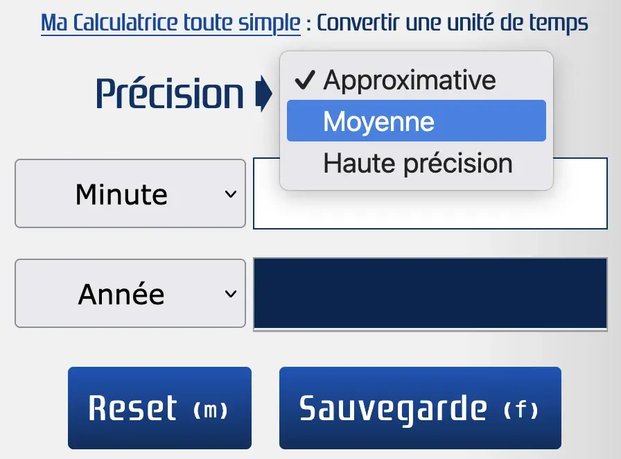 Changer la précision dans le convertisseur de temps