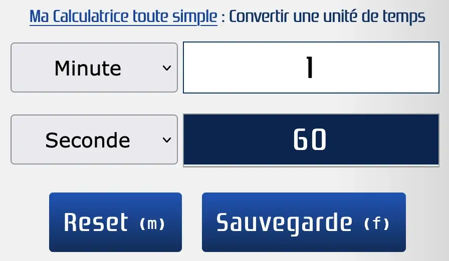 Convertir 1 minutes en 60 secondes