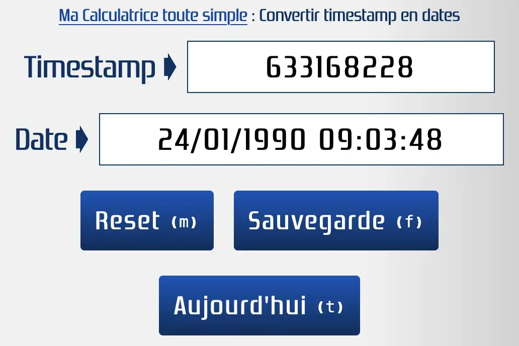 Convertir timestamp en une date avec des heures