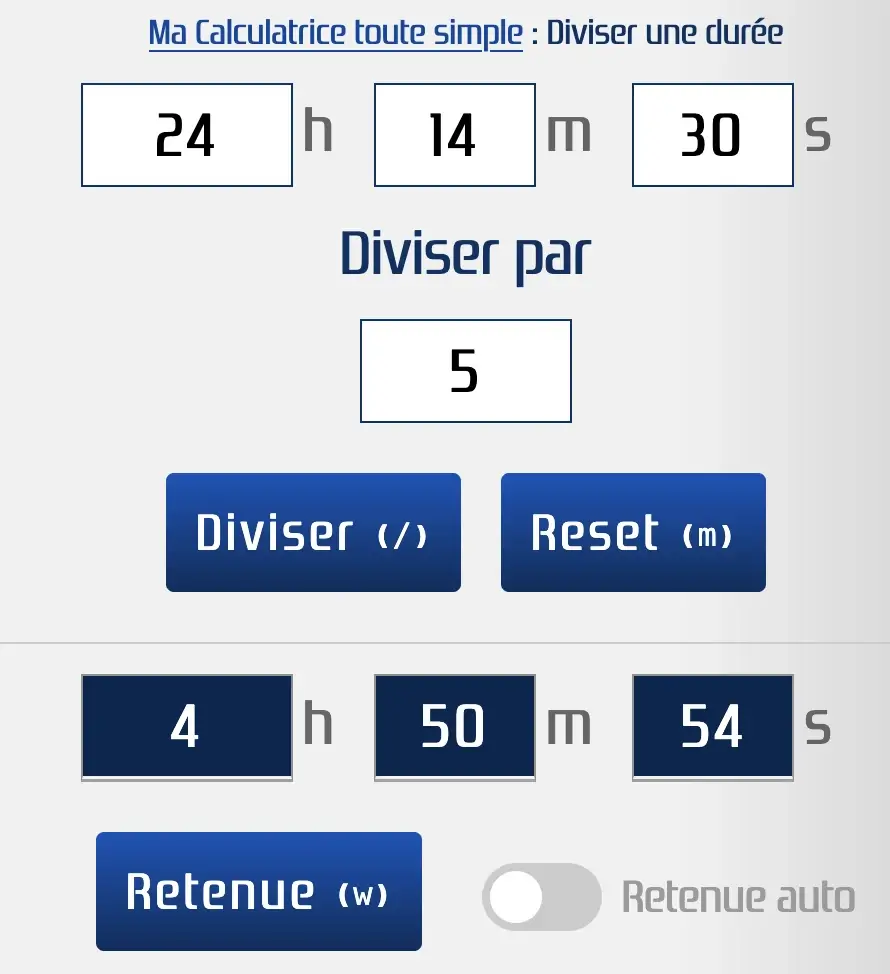 Diviser une durée ou un temps